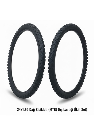 24 Jant Bisiklet Dış Lastik Takımı - 2 Adet 24x1.95 Dağ Bisikleti Mtb Dişli Dış Lastik