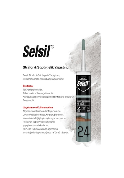 Selsil 7'li 300 Ml Strafor & Süpürgelik Yapıştırıcı Silikon Ve Rosıe