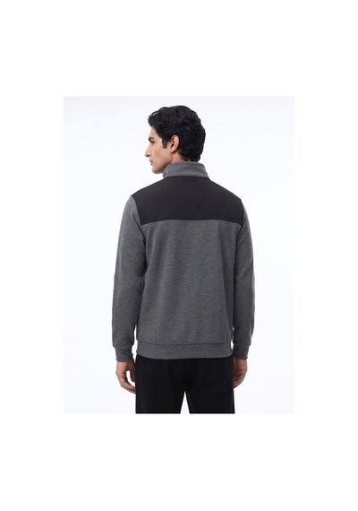 Jeep Antrasit Erkek Dik Relaxed Blok Sweatshirt C4wm-swt4228
