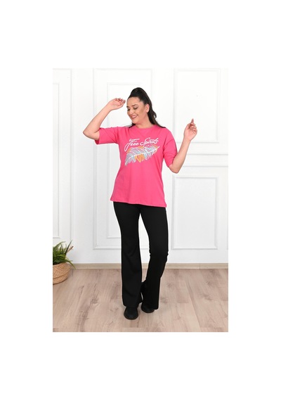 Kadın Büyük Beden Free Spirit Baskılı T-shirt 1576-23 001