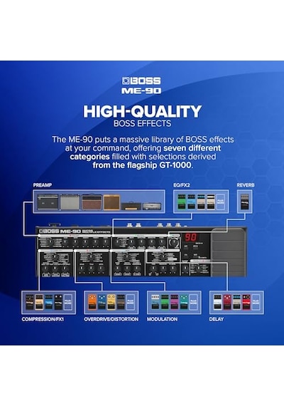 Me-90 Gitar Çoklu Efektler 11 Aird Amp Modeli 60 Gt-1000 Efekt 8 Ayak Düğmesi Ve Yenilenmiş Expression Pedalı