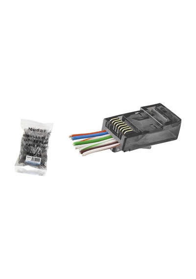 Cat6 Ez Rj45 Konnektör - 100 Adet Siyah / Ekonomik Poşet Paket Nd2410 Evimdeyokyok