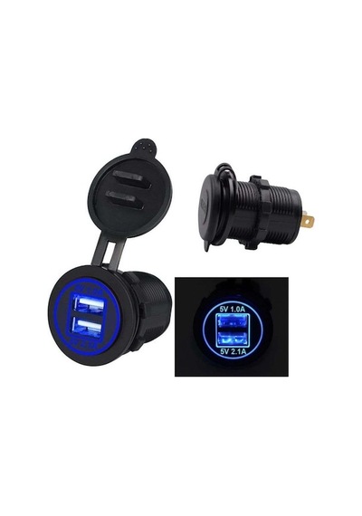 Pano Tip İkili Usb 2.1a Mavi Ledli