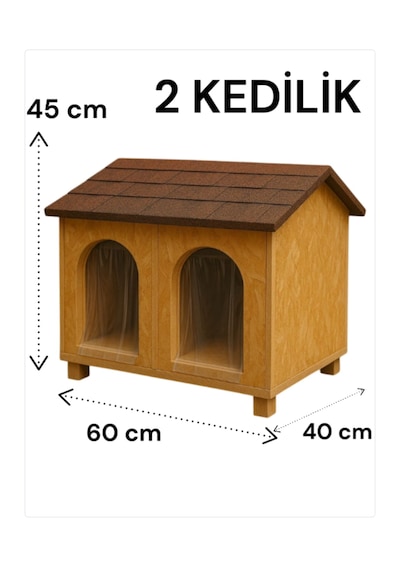 Reyo Narım 2 Kedilik Kedi Evi Su Ve Soğuk Yalıtımlı İç Ve Dış Mekan Kedi Barınağı