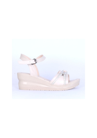 Moda Ayakkabı 149 Ortopedik Kadın 7cm Sandalet Ayakkabı Krem