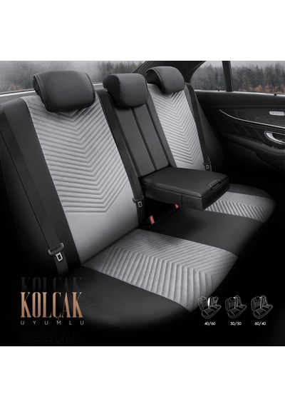 Advanced Design Özel Tasarım Premium Deri-Keten Ekstra Destekli Universal Oto Koltuk Kılıfı Tam Set