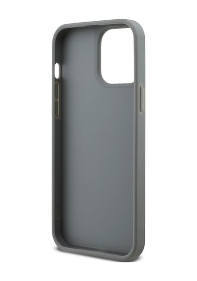 Apple iPhone 13 Pro Max Uyumlu Kılıf Guess  Lisanslı Taşlı Arka Yüzey Üçgen Logolu Kapak Gümüş