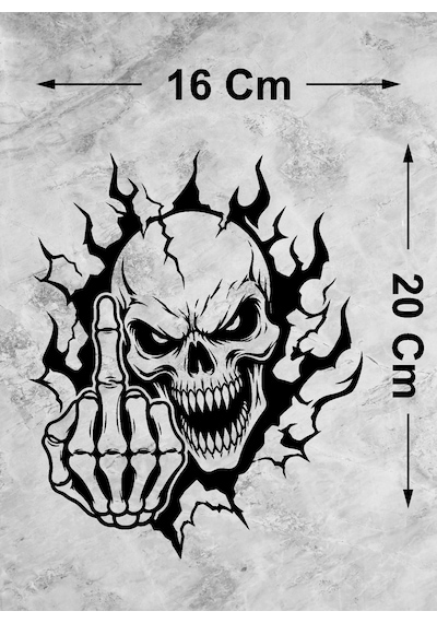 İskelet Kurukafa Sticker - İskeletor Kurukafa Kuru Kafa Sticker - Araba Oto Motosiklet Karavan Cam Laptop Sticker - 00352 20x16 Cm