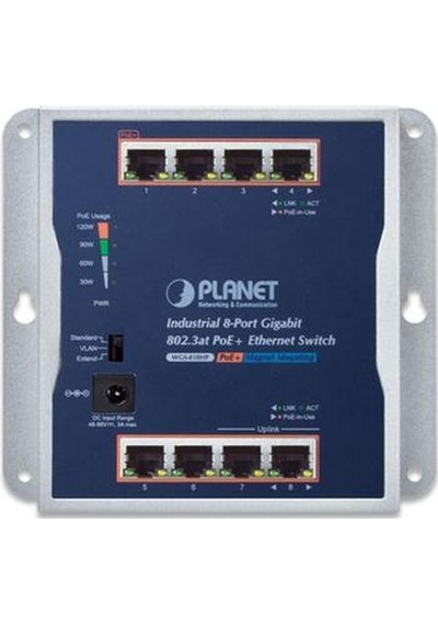 Planet Pl-wgs-818hp 8 Port Gigabit Poe+ 120w Endüstriel Poe Switch