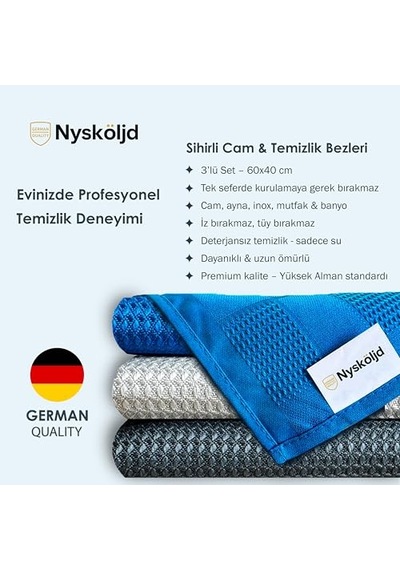 Temizlik Bezi Mikrofiber Cam Bezi İz Bırakmayan Sihirli Bezler 3 Adet 40x60 Cm Açık Bej