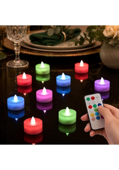 Tr Renkli Noel Titreyen Mumlar, 5,6 Cm Alevsiz Çay Işığı, Uzaktan Kumandalı Uzaktan Kumandalı Led Mumlar, Adak Tu Genel