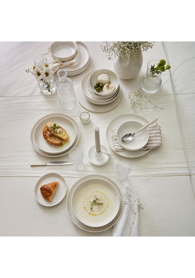 Kütahya Porselen Bone Crest 24 Parça 6 Kişilik Yemek Takımı Sade Krem