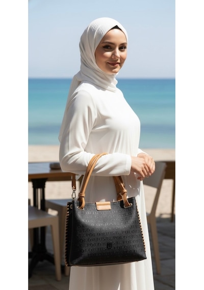 Just Polo Kadın Su Geçirmez Ayarlanabilir Askılı Büyük Boy Lüks Omuz Çantası Shoulder Bag Ebat: 27 X 30 Cm Siyah - Camel