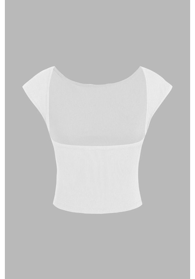 Hiccup Sırtı Açık Crop Top Beyaz