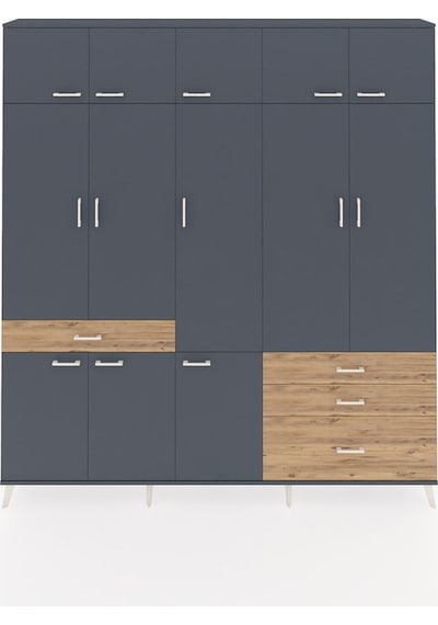 Arges Dolap 8 Raflı 4 Çekmeceli 3 Askılı 220x30x243 Antrasit-antrasit/çam Antrasıt/atlas Çam Arges Dolap 8 Raflı 4 Çekmeceli 3 Askılı 220x30x243 Antrasit-antrasit/çam Antrasıt/atlas Çam