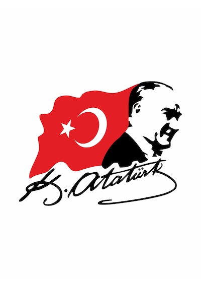 Atatürk Silet Ve Bayrak Ay Yıldız Sticker - Atatürk Türkiye Mustafa Kemal Atatürk Sticker - Araba Oto Motosiklet Karavan Cam Sticker - 02511 12x9 Cm