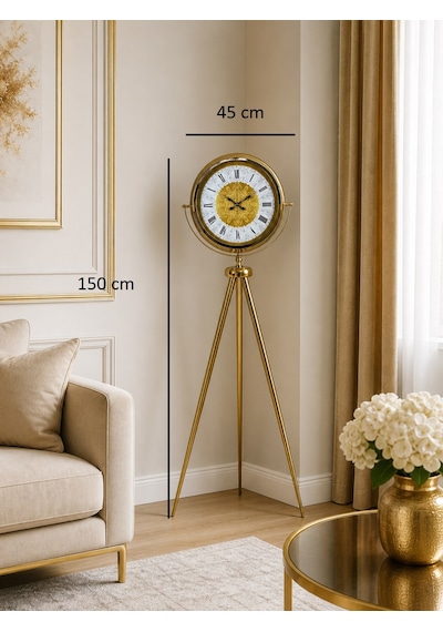 Gold Osmanlı Motifli Tripod Ayaklı Saat Diğer