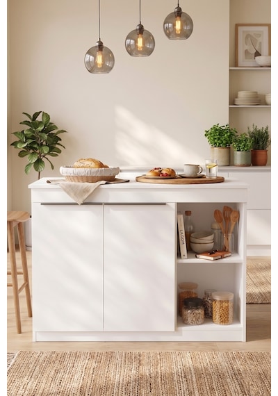 Orren Ada Mutfak Yemek Masası 2 Kapaklı 120cm Beyaz Or2-w