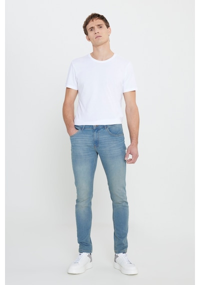 George Henry Pamuklu Slim Fit Dar Kesim 5 Cepli Esnek Jean Kot Denim Pantolon Petrol Mavi