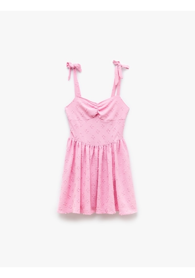 Koton İnce Askılı Kolsuz Gipeli Volanlı Fisto Mini Elbise Pembe 5sal80039ıw Gül