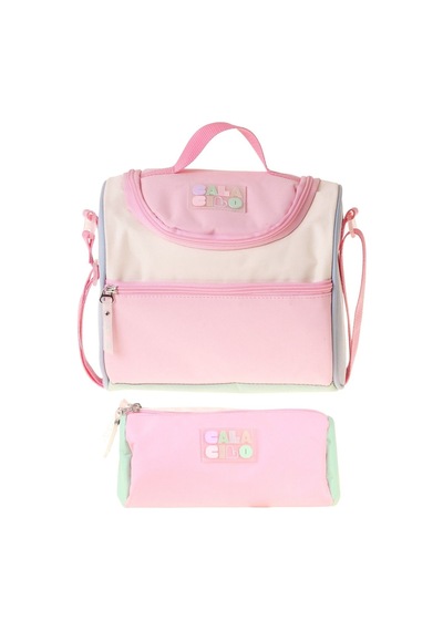 Calacilo Scales Pembe Yeşil Renkli Kız Çocuk Pembe - Yeşil Renk Beslenme Çantası Ve Kalemlik Seti - Setcc-c4096