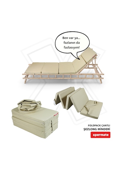 Xpermate Katlanır Şezlong Minderi Çantalı Cepli Foldpack 30x60bej