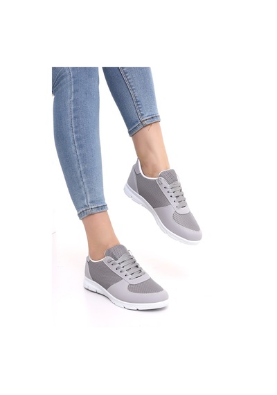Wordex F1 Günlük Kadın Fileli Yazlık Sneaker Spor Ayakkabı Gri