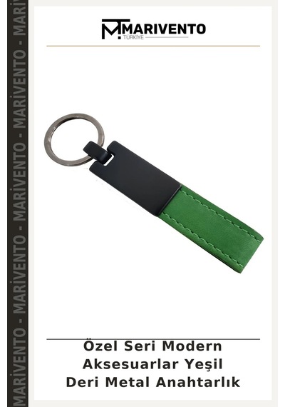 Özel Seri Modern Aksesuarlar Yeşil Deri Metal Anahtarlık