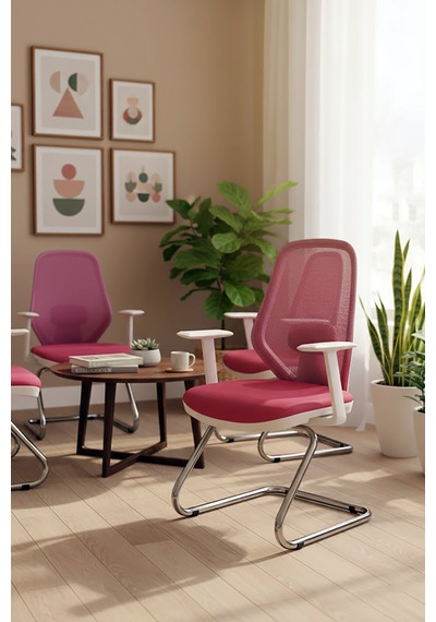 Ofisbazaar Dali Beyaz Fileli Misafir Koltuğu Ergonomik Toplantı Ve Bekleme Koltuğu Pembe Pembe Ofisbazaar Dali Beyaz Fileli Misafir Koltuğu Ergonomik Toplantı Ve Bekleme Koltuğu Pembe Pembe
