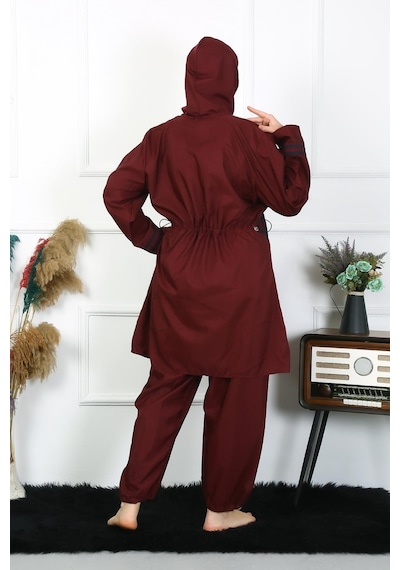 Akbeniz Büyük Beden Tesettür Mayo 7xl-8xl-9xl-10xl Bordo 55010-bordo Bordo