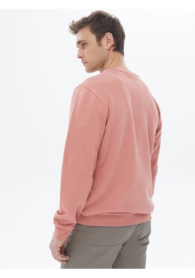Kip Pembe Bisiklet Yaka Baskılı Sweatshırt Çok Renkli