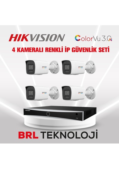 Hikvision 4 Mp 4 Kameralı Acusense Colorvu 3.0 Aı İp Güvenlik Kamera Seti Dahili Mikrofonlu