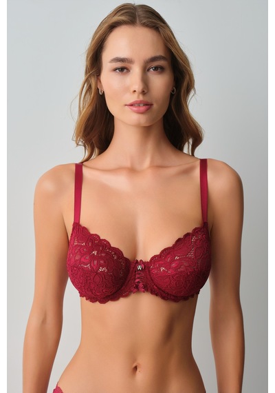 Suwen Isabelle Dantelli Toparlayıcı Balenli Sütyen Sw8355027 Vişne