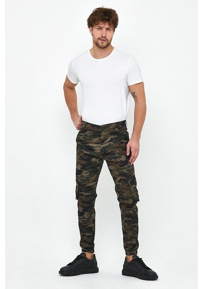 Serseri Jeans Slim Fit Körüklü Cep Paça Lastikli Esnek Kumaş Erkek Kargo Pantolon haki