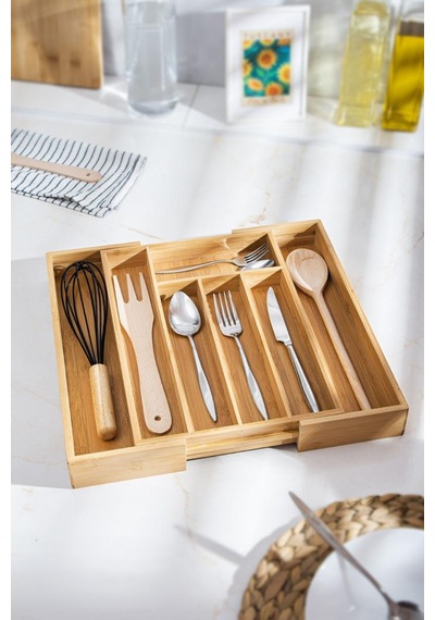 Bambu Ayarlanabilir Çekmece İçi Kaşıklık & Çekmece İçi Organizer 25 35 5 / 39 35 5 Çok Renkli