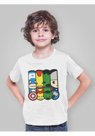 Sevbano Kaptan Amerika, Ironman, Hulk, Thor Baskılı Unisex Avengers Yenil Beyaz