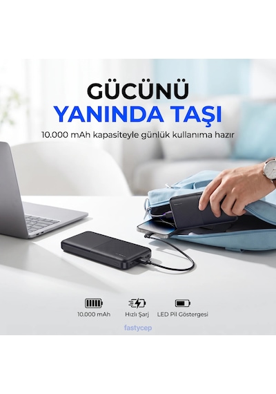 Snapmax Snp-3008 Siyah 10.000 Mah Powerbank 2x Usb Çıkışlı 1 Type-c Ve 1 Micro Girişli