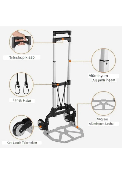 Max Multi Fonksiyon Katlanır 70 Kg Kapasiteli Portatif Koli Taşıma Aracı