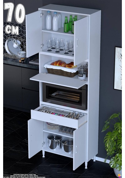 Çağıl 70 Cm Çok Amaçlı Fırın Dolabı - Mutfak Kiler Banyo Antre Hobi Dolabı 70x226x32 Cm Beyaz Çağıl 70 Cm Çok Amaçlı Fırın Dolabı - Mutfak Kiler Banyo Antre Hobi Dolabı 70x226x32 Cm Beyaz