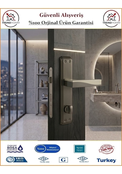 Sofuoğlu Derya Aynalı Kapı Kolu - Antrasit Saten - Wc Banyo - Sol