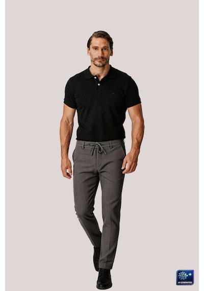 İgs Erkek Koyu Gri Bağcıklı Smart Casual Dynamic Fit Pantolon-26039
