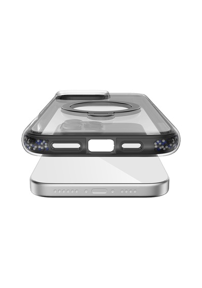 Apple Uyumlu iPhone 16 Pro Max Kılıf Magsafe Standlı Kapak Raptic Airjoy Serisi Boncuk Tasarımlı Siyah gri