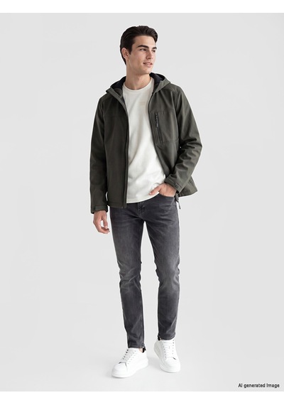 Lcwaıkıkı Classic Haki Regular Fit Kapüşonlu Erkek Ceket