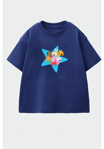 Monila Kız Çocuk Pamuklu Bisiklet Yaka T-shirt Lacivert Monila Kız Çocuk Pamuklu Bisiklet Yaka T-shirt Lacivert