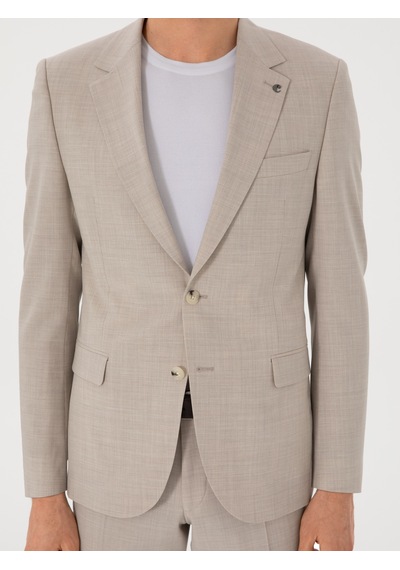 Cacharel Bej Slim Fit Yün Takım Elbise