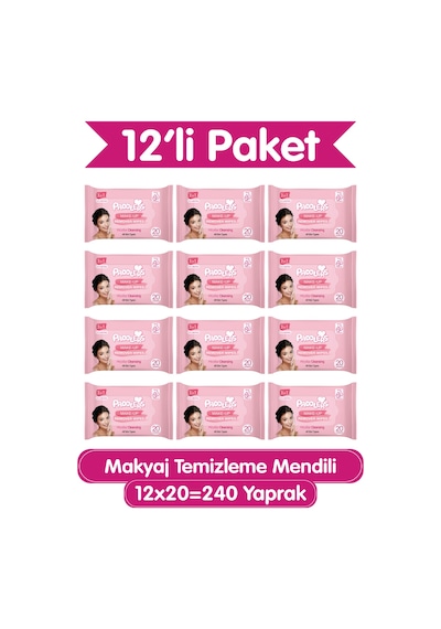 3’ü 1 Arada Makyaj Temizleme Mendili 240 Yaprak (12x20) -  Yüz Göz & Dudak İçin, Yumuşak Dokulu