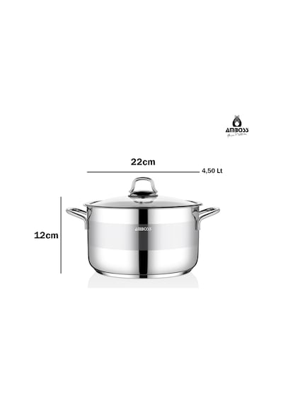 Amboss Saphire Paslanmaz Çelik Derin Tencere - 22 Cm