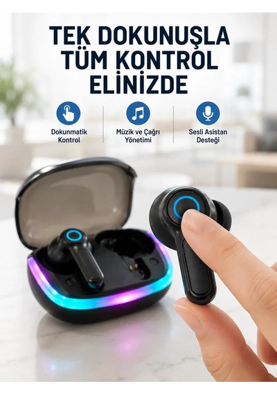 Bluetooth 5. 4 Tws Kablosuz Kulaklık Quad Enc Mikrofonlu Rgb Şarj Kutulu Hd Ses ..