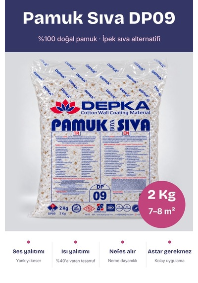 Depka Pamuk Sıva Dp09 2 Kg 7-8 M² İpek Sıva Alternatifi Isı Ve Ses Yalıtımlı Dekoratif Sıva