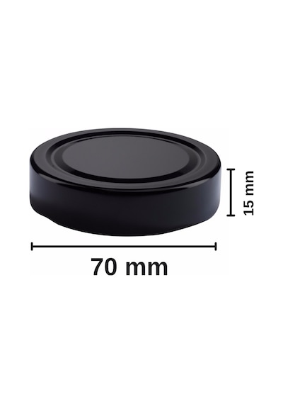 Twist-Of Yarım Etek Siyah Cam Kavanoz Kapağı 70 MM (20'Li)